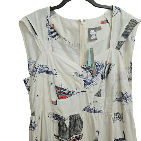 Anthropologie 26W Plus Girls from Savoy Seafarer Dress Nautical Sweetheart pinup - Picture 2 of 14